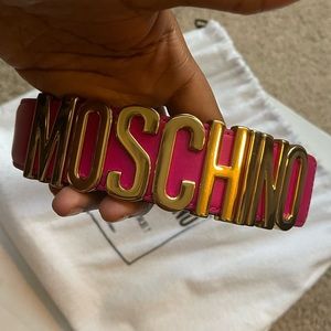 MOSCHINO Logo-Plaque Leather Belt